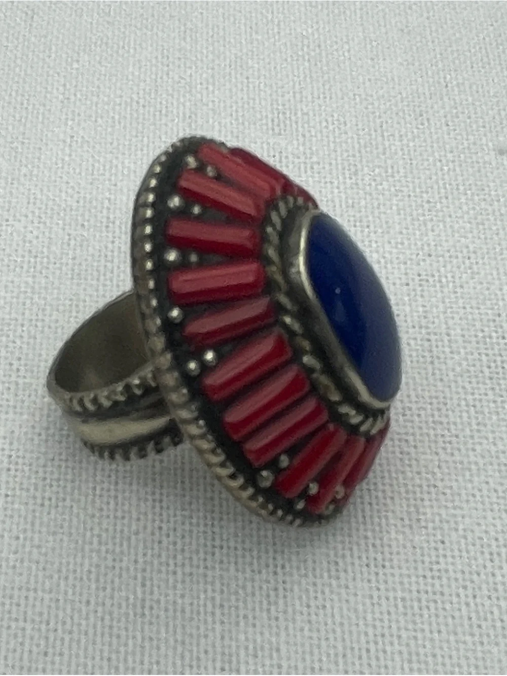 Bold Blue and Red Statement Ring - Women Jewelry